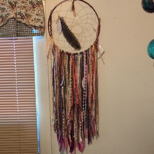 Bohemian Dreamcatcher with Feathers and Ribbons